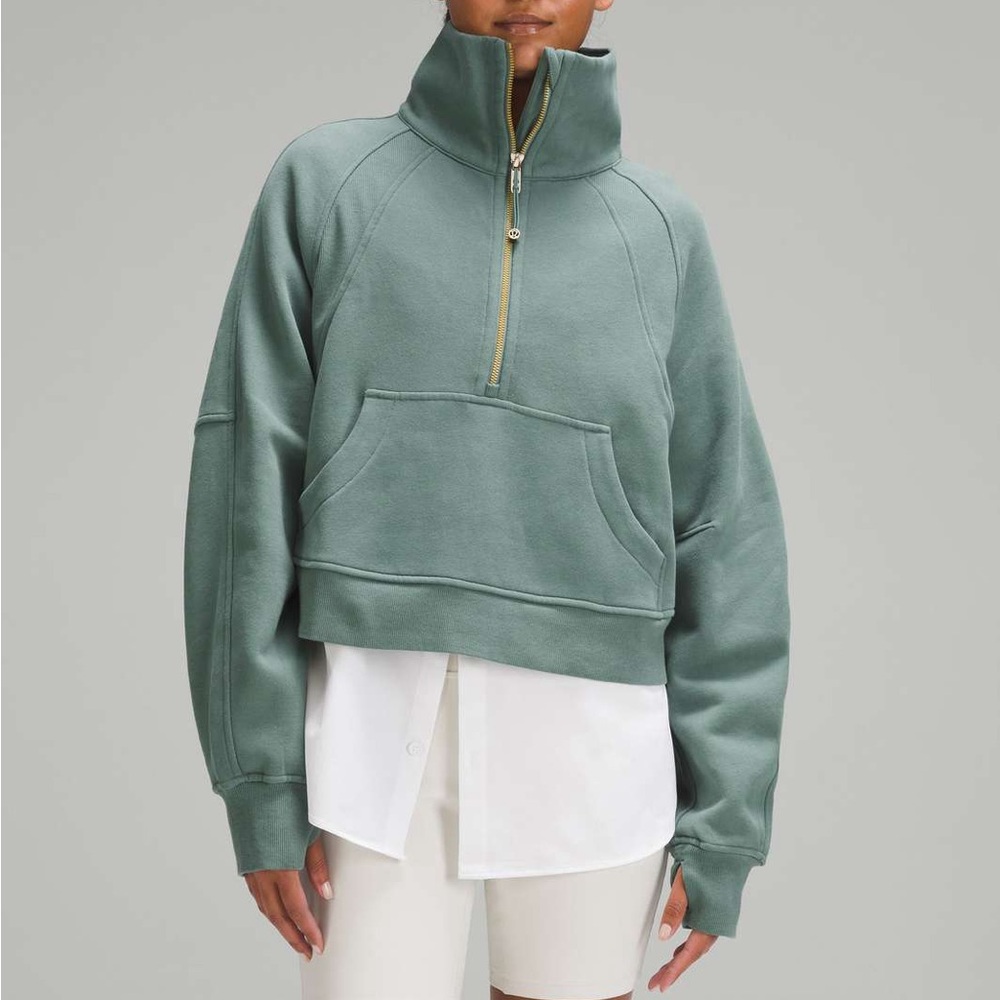 Lululemon Medium Forest Scuba Oversized Funnel Neck Half-Zip